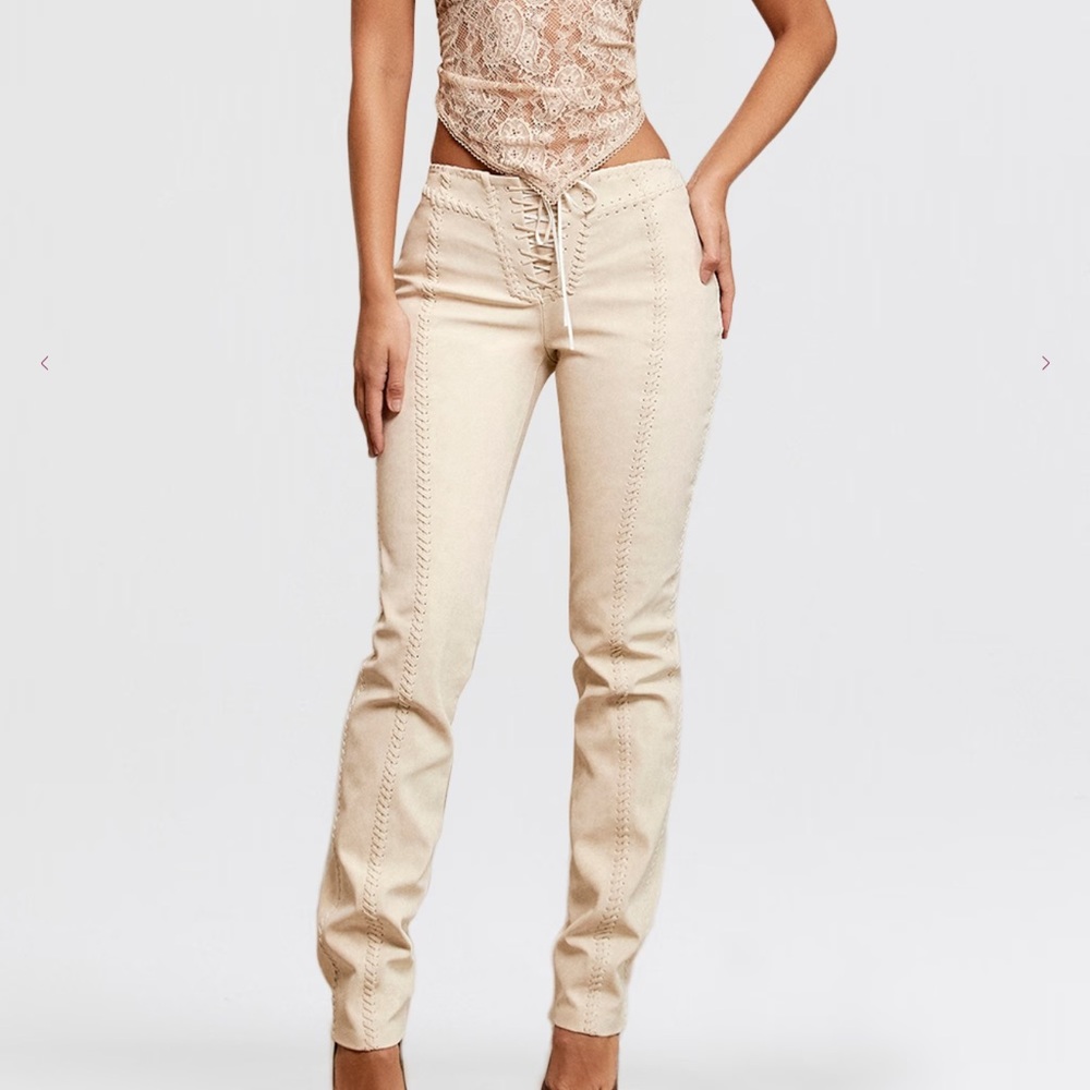 NEW House of CB Amara Lace-Up Faux Suede Trousers